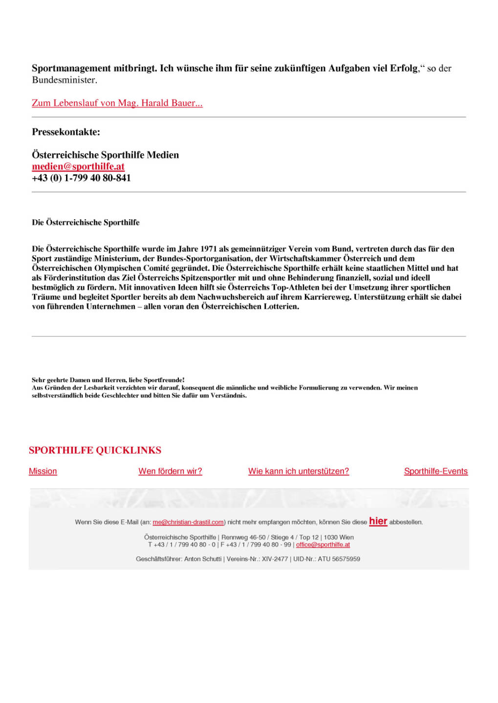 &Ouml;sterreichische Sporthilfe: Harald Bauer wird neuer Gesch&auml;ftsf&uuml;hrer, Seite 2/2, komplettes Dokument unter http://boerse-social.com/static/uploads/file_1190_osterreichische_sporthilfe_harald_bauer_wird_neuer_geschaftsfuhrer.pdf