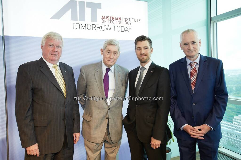 Wolfgang Knoll (Managing Director AIT Austrian Institute of Technology), Hannes Androsch (Präsident Aufsichtsrat AIT), Alexander Svejkovsky (CFO AIT), Anton Plimon (Managing Director AIT) : AIT Bilanz 2015 - in TOP-Liga Europas angekommen : Fotocredit: AIT / Daniel Pepl/APA-Fotoservice/Preiss, © Aussender (15.06.2016) 