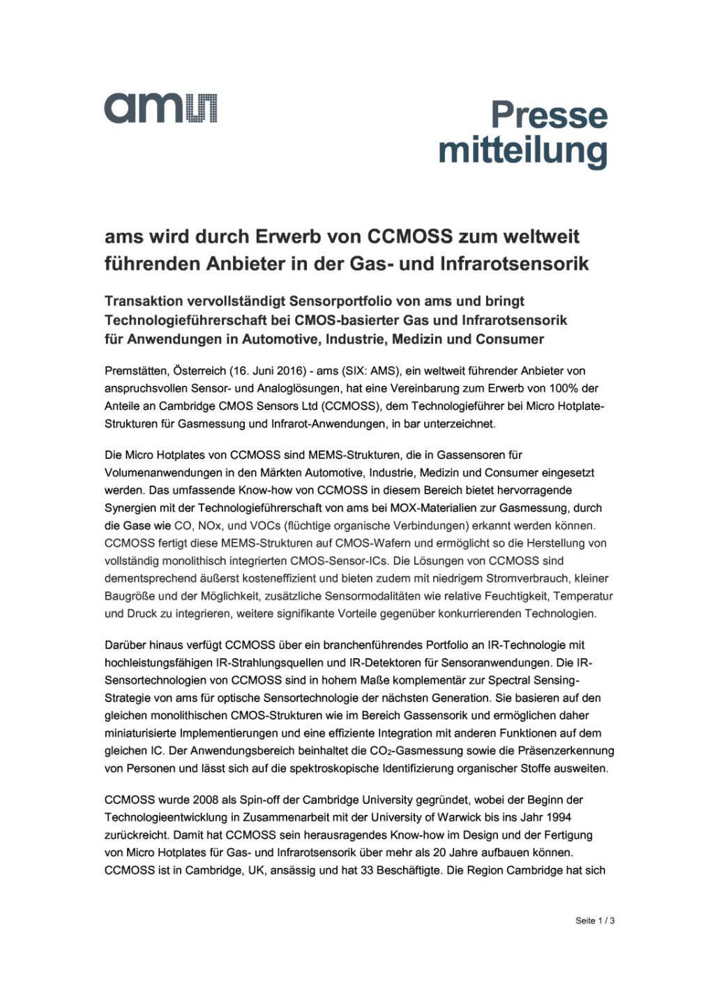 Ams weltweit führender Anbieter in der Gas- und Infrarotsensorik, Seite 1/3, komplettes Dokument unter http://boerse-social.com/static/uploads/file_1218_ams_weltweit_führender_anbieter_in_der_gas-_und_infrarotsensorik.pdf