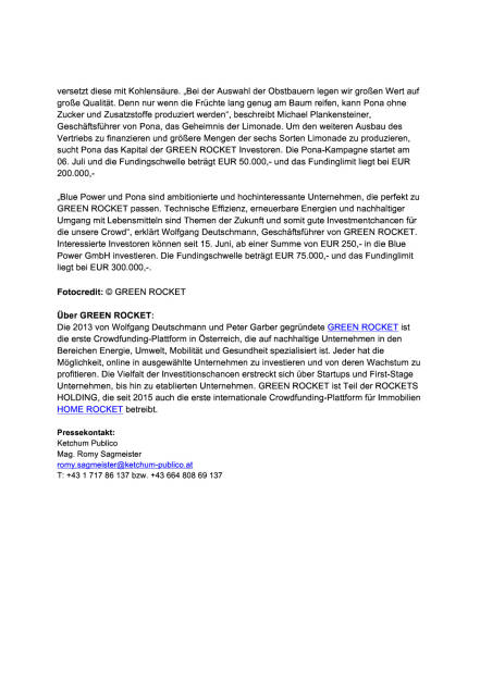 Blue Power und Pona starten Crowdfunding auf Green Rocket, Seite 2/2, komplettes Dokument unter http://boerse-social.com/static/uploads/file_1225_blue_power_und_pona_starten_crowdfunding_auf_green_rocket.pdf (16.06.2016) 