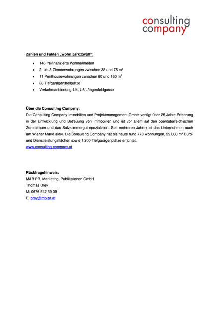 Consulting Company: Fertigstellung erstes Wohnbauprojekt in Wien, Seite 2/2, komplettes Dokument unter http://boerse-social.com/static/uploads/file_1239_consulting_company_fertigstellung_erstes_wohnbauprojekt_in_wien.pdf (21.06.2016) 