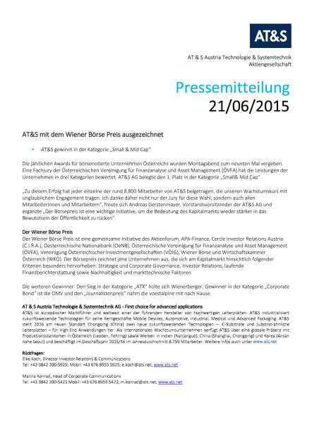 AT&S mit dem Wiener Börse Preis ausgezeichnet, Seite 1/1, komplettes Dokument unter http://boerse-social.com/static/uploads/file_1240_ats_mit_dem_wiener_borse_preis_ausgezeichnet.pdf (21.06.2016) 