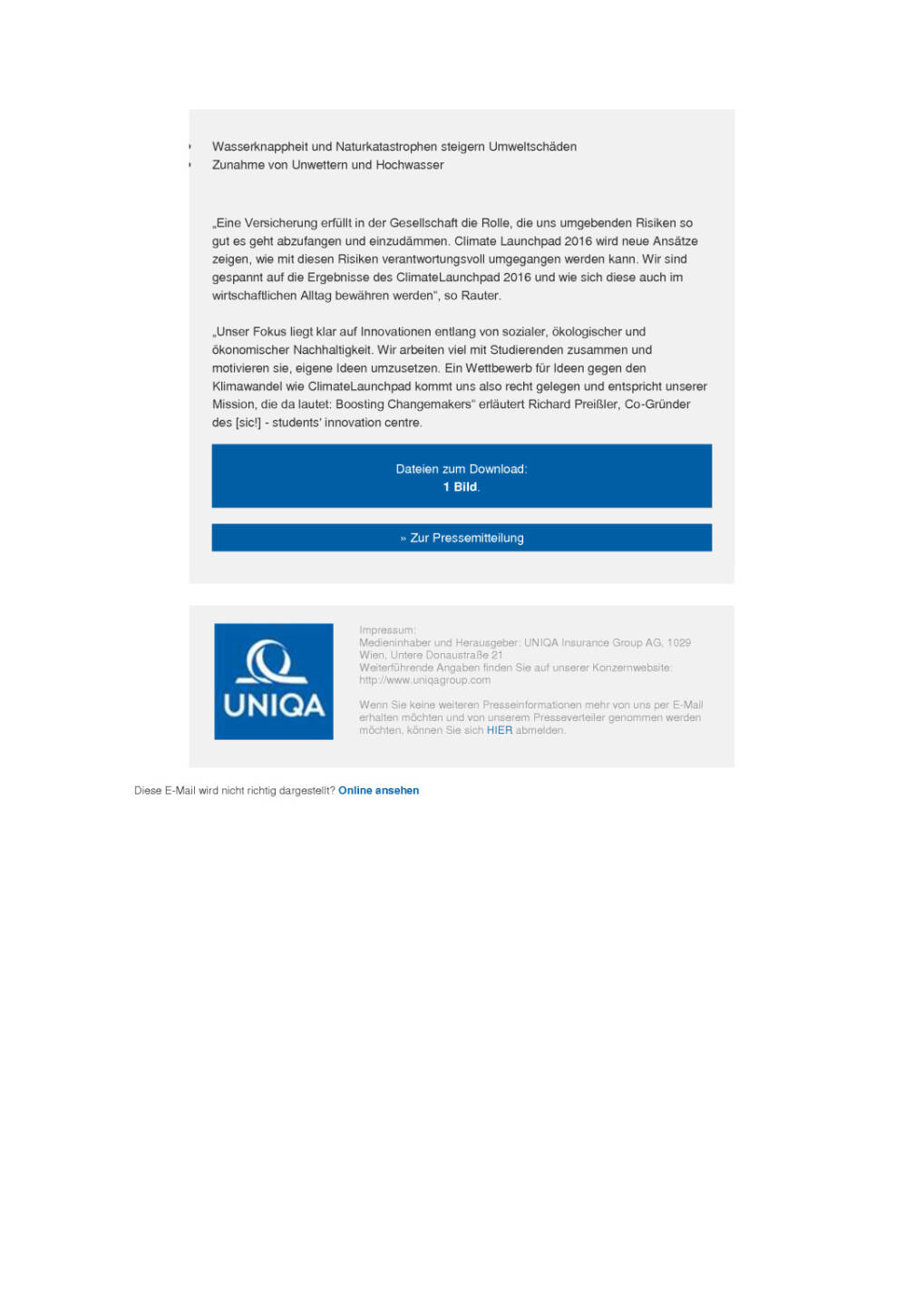 Uniqa: Auf der Suche nach Gesch&auml;ftsideen gegen den Klimawandel, Seite 2/2, komplettes Dokument unter http://boerse-social.com/static/uploads/file_1265_uniqa_auf_der_suche_nach_geschaftsideen_gegen_den_klimawandel.pdf