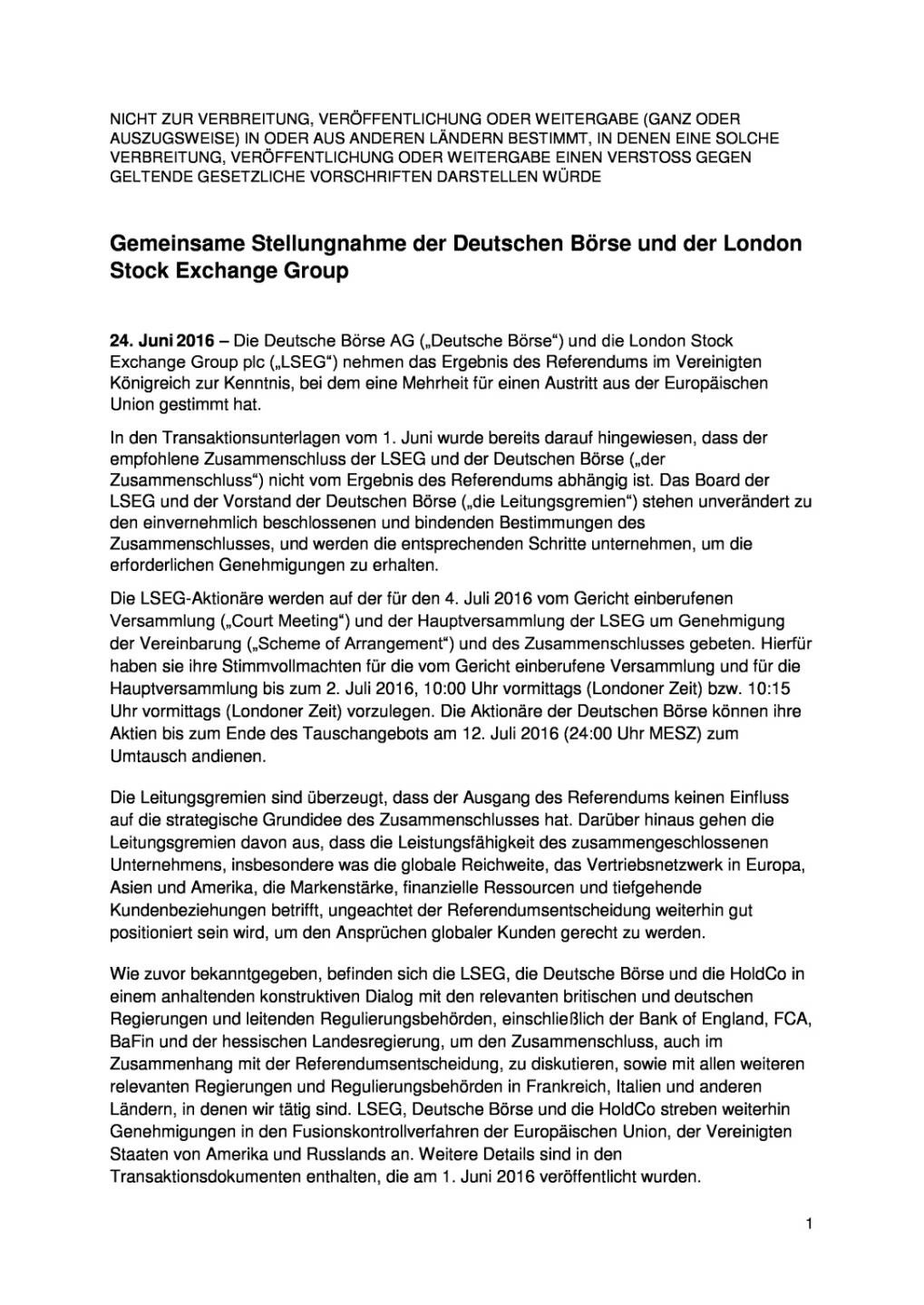 Gemeinsame Stellungnahme der Deutschen B&ouml;rse und der London Stock Exchange Group, Seite 1/3, komplettes Dokument unter http://boerse-social.com/static/uploads/file_1267_gemeinsame_stellungnahme_der_deutschen_borse_und_der_london_stock_exchange_group.pdf