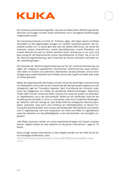 Kuka unterzeichnet Investorenvereinbarung, Seite 2/3, komplettes Dokument unter http://boerse-social.com/static/uploads/file_1287_kuka_unterzeichnet_investorenvereinbarung.pdf (28.06.2016) 
