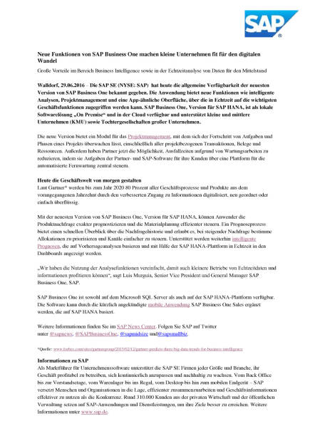 SAP: Für kleine Unternehmen - neue Funktionen von SAP Business One, Seite 1/2, komplettes Dokument unter http://boerse-social.com/static/uploads/file_1291_sap_fur_kleine_unternehmen_-_neue_funktionen_von_sap_business_one.pdf (29.06.2016) 