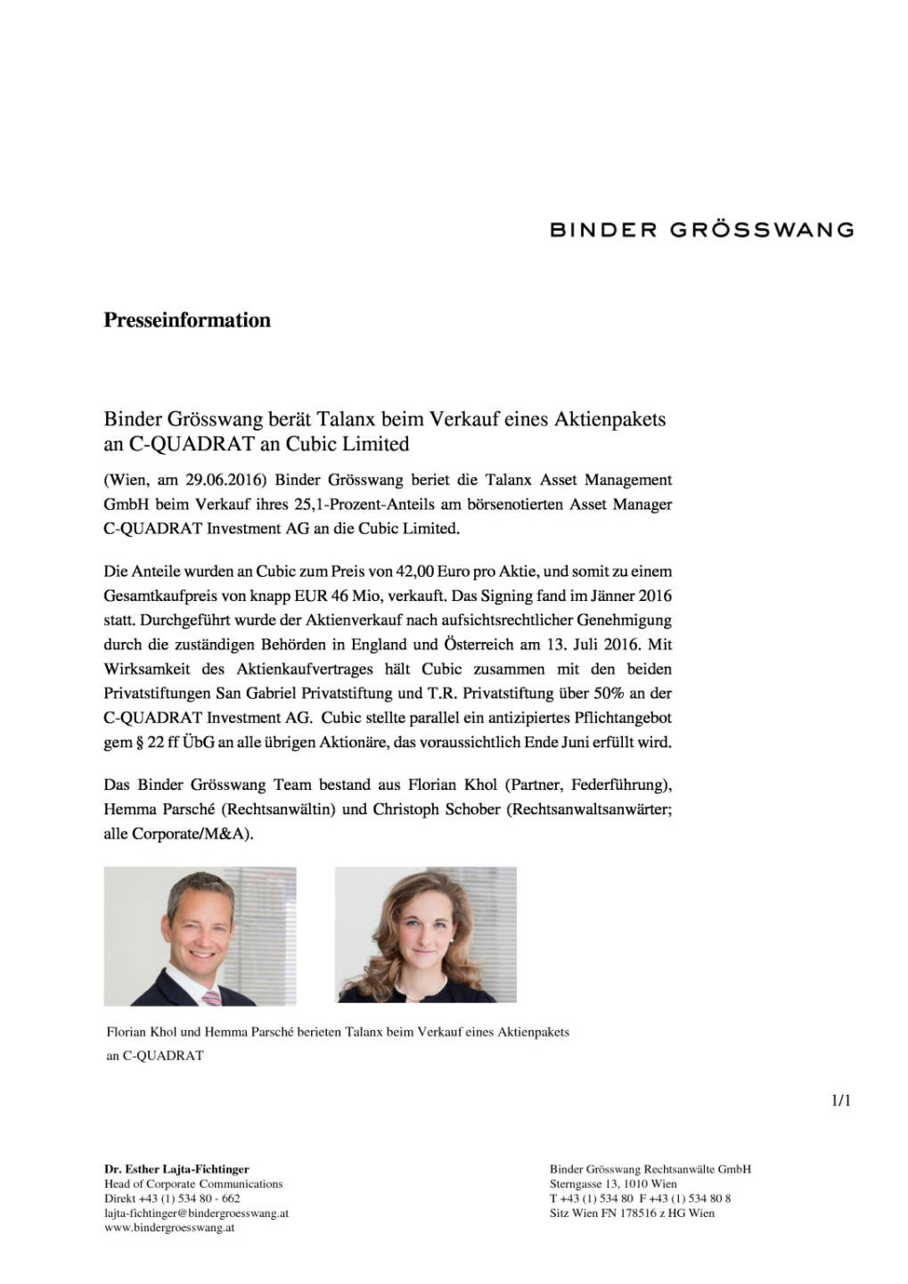 Binder Grösswang berät Talanx beim Verkauf eines Aktienpaket, Seite 1/1, komplettes Dokument unter http://boerse-social.com/static/uploads/file_1298_binder_grosswang_berat_talanx_beim_verkauf_eines_aktienpaket.pdf