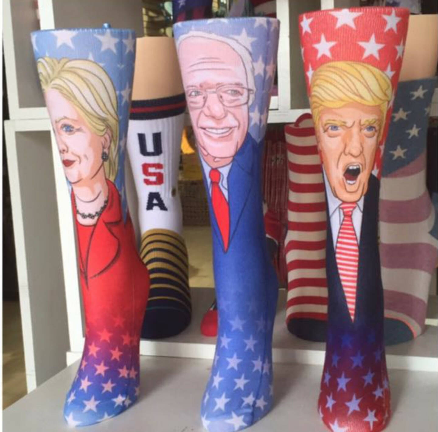 Hillary Clinton, Bernie Sanders, Donald Trump Socken by Christian Röhl