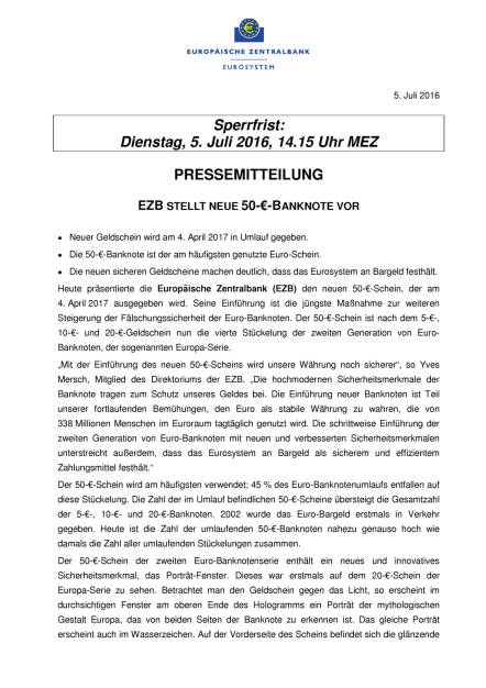 OeNB: EZB stellt neue 50-€-Banknote vor, Seite 1/2, komplettes Dokument unter http://boerse-social.com/static/uploads/file_1336_oenb_ezb_stellt_neue_50--banknote_vor.pdf (05.07.2016) 