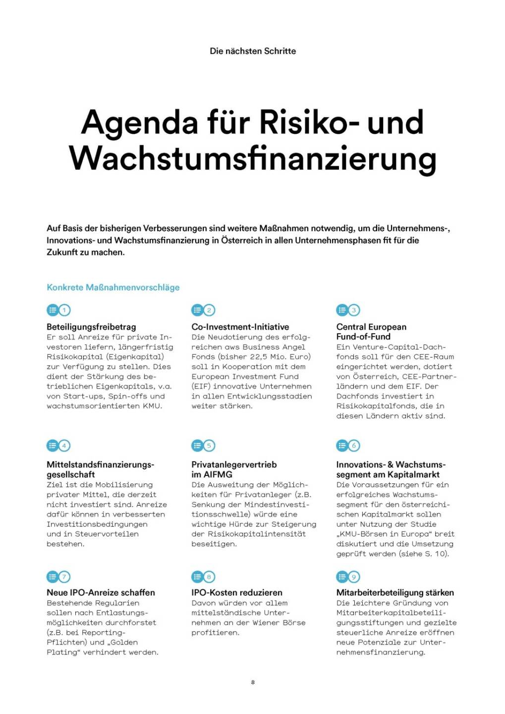 Agenda für Risiko- und Wachstumsfinanzierung