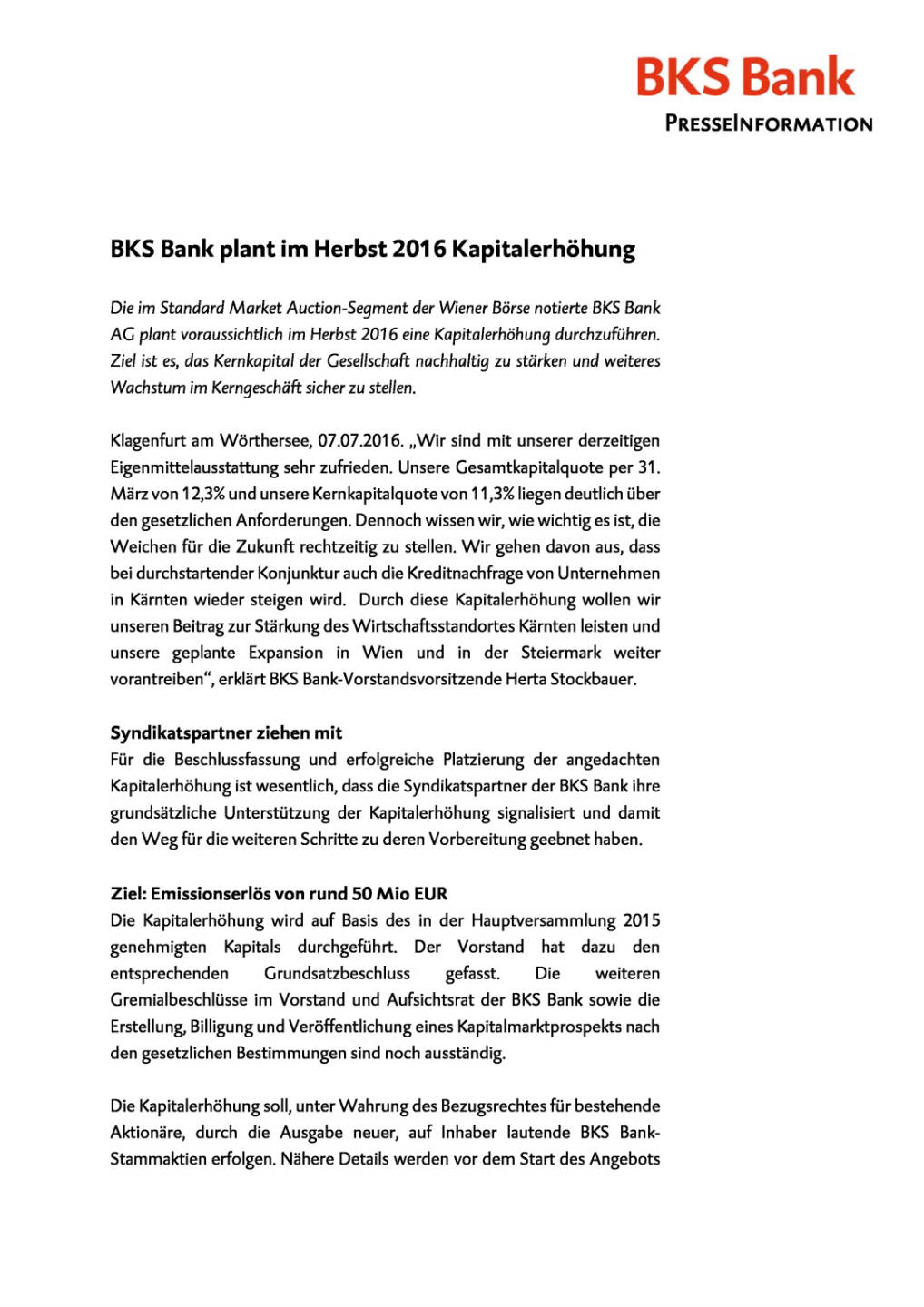BKS Bank plant Kapitalerh&ouml;hung, Seite 1/2, komplettes Dokument unter http://boerse-social.com/static/uploads/file_1359_bks_bank_plant_kapitalerhohung.pdf