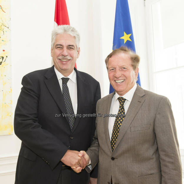 Hans Jörg Schelling (Finanzminister), Herbert Kocher (Bundessportorganisation-Präsident) : „Rahmenbedingungen für Sport weiter optimieren!“ : Fotocredit: BSO/Hagen, © Aussendung (14.07.2016) 