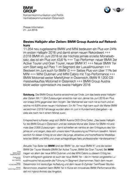 BMW Group Austria auf Rekordkurs, Seite 1/4, komplettes Dokument unter http://boerse-social.com/static/uploads/file_1457_bmw_group_austria_auf_rekordkurs.pdf (21.07.2016) 