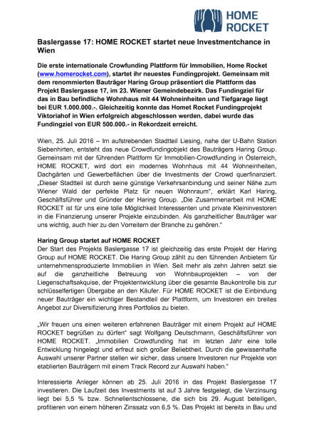 Home Rocket: Fundingprojekt Baslergasse 17, Seite 1/2, komplettes Dokument unter http://boerse-social.com/static/uploads/file_1478_home_rocket_fundingprojekt_baslergasse_17.pdf (25.07.2016) 