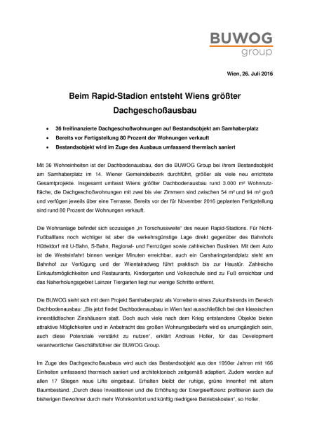 Buwog: Dachgeschoßausbau beim Rapid-Stadion, Seite 1/2, komplettes Dokument unter http://boerse-social.com/static/uploads/file_1486_buwog_dachgeschossausbau_beim_rapid-stadion.pdf (26.07.2016) 