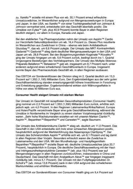 Bayer mit Umsatz- und Ergebnisplus, Seite 2/7, komplettes Dokument unter http://boerse-social.com/static/uploads/file_1498_bayer_mit_umsatz-_und_ergebnisplus.pdf (27.07.2016) 