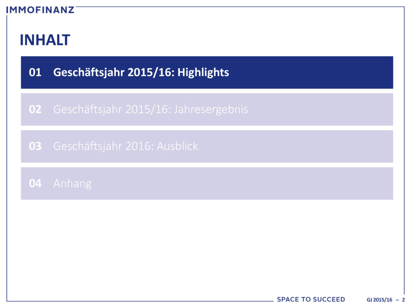 Immofinanz: Ergebnispräsentation GJ 2015/2016, Seite 2/24, komplettes Dokument unter http://boerse-social.com/static/uploads/file_1521_immofinanz_ergebnisprasentation_gj_20152016.pdf