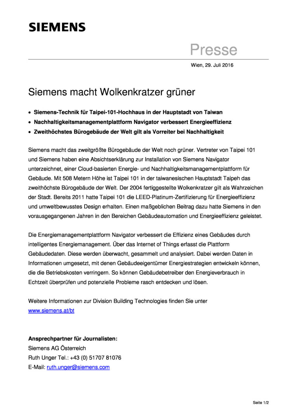 Siemens macht Wolkenkratzer gr&uuml;ner, Seite 1/2, komplettes Dokument unter http://boerse-social.com/static/uploads/file_1525_siemens_macht_wolkenkratzer_gruner.pdf