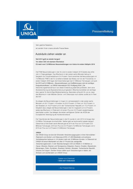 Uniqa: Autokäufe ziehen wieder an, Seite 1/2, komplettes Dokument unter http://boerse-social.com/static/uploads/file_1547_uniqa_autokaufe_ziehen_wieder_an.pdf (02.08.2016) 