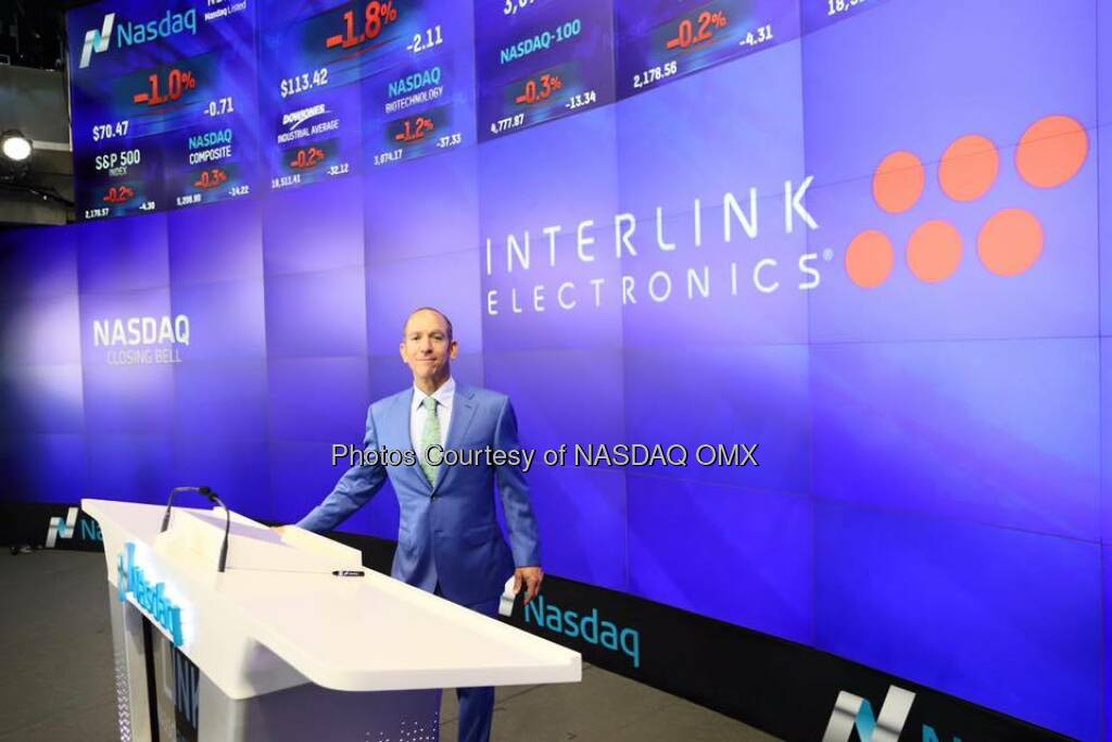 Interlink Electronics rings the Nasdaq Closing Bell! $LINK  Source: http://facebook.com/NASDAQ (09.08.2016) 