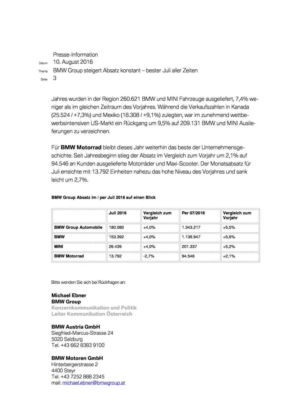 BMW Group: Vertriebsmeldung Juli 2016, Seite 3/4, komplettes Dokument unter http://boerse-social.com/static/uploads/file_1599_bmw_group_vertriebsmeldung_juli_2016.pdf