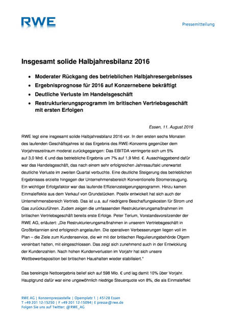 RWE: Halbjahresbilanz 2016, Seite 1/7, komplettes Dokument unter http://boerse-social.com/static/uploads/file_1605_rwe_halbjahresbilanz_2016.pdf (11.08.2016) 