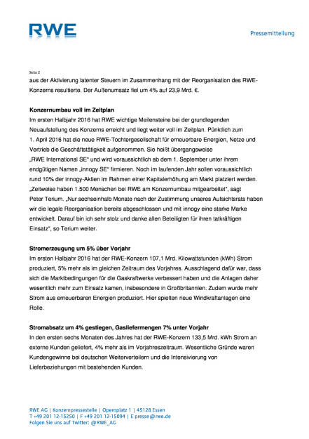 RWE: Halbjahresbilanz 2016, Seite 2/7, komplettes Dokument unter http://boerse-social.com/static/uploads/file_1605_rwe_halbjahresbilanz_2016.pdf (11.08.2016) 