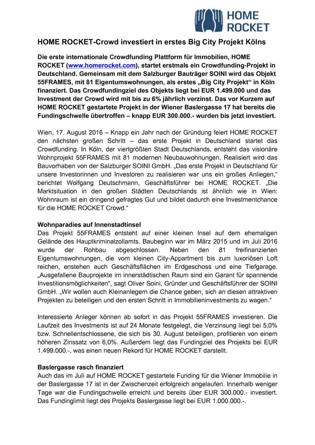 Home Rocket: Erstes Projekt in Deutschland, Seite 1/2, komplettes Dokument unter http://boerse-social.com/static/uploads/file_1631_home_rocket_erstes_projekt_in_deutschland.pdf