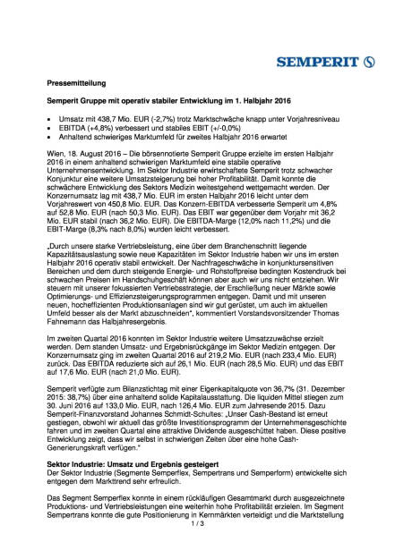 Semperit: 1.Halbjahr 2016, Seite 1/3, komplettes Dokument unter http://boerse-social.com/static/uploads/file_1635_semperit_1halbjahr_2016.pdf (18.08.2016) 