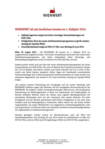 Wienwert AG: 1.Halbjahr 2016, Seite 1/2, komplettes Dokument unter http://boerse-social.com/static/uploads/file_1674_wienwert_ag_1halbjahr_2016.pdf (25.08.2016) 