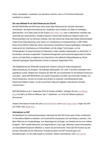 SAP modernisiert Data Warehousing, Seite 3/4, komplettes Dokument unter http://boerse-social.com/static/uploads/file_1697_sap_modernisiert_data_warehousing.pdf (31.08.2016) 