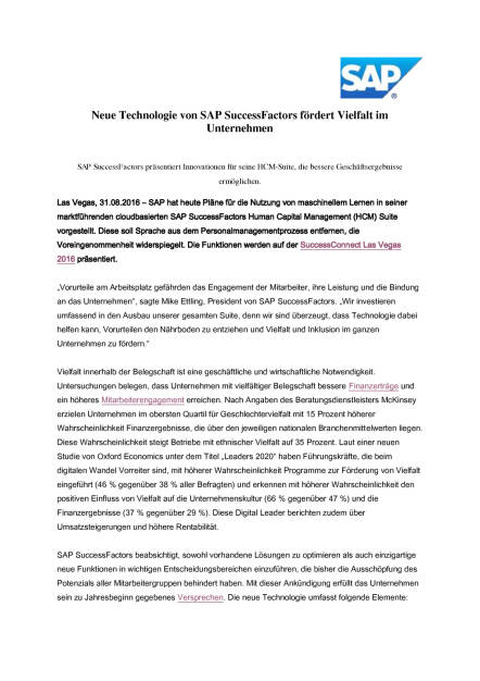 SAP SuccessFactors fördert Vielfalt im Unternehmen, Seite 1/3, komplettes Dokument unter http://boerse-social.com/static/uploads/file_1698_sap_successfactors_fordert_vielfalt_im_unternehmen.pdf (31.08.2016) 