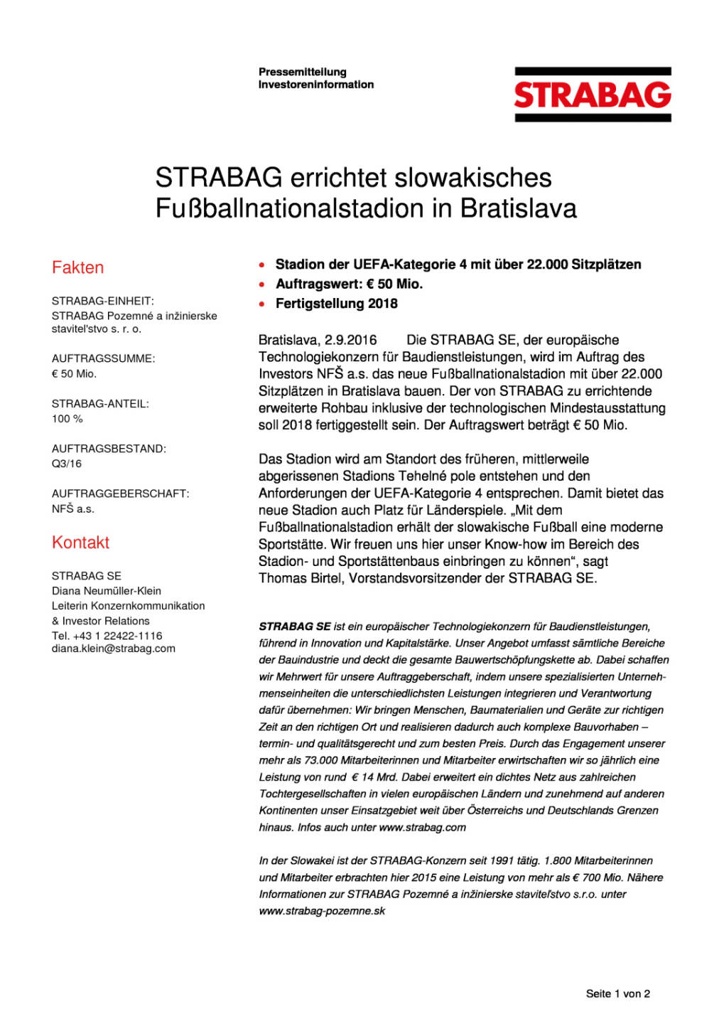 Strabag errichtet slowakisches Fußballnationalstadion in Bratislava, Seite 1/2, komplettes Dokument unter http://boerse-social.com/static/uploads/file_1711_strabag_errichtet_slowakisches_fussballnationalstadion_in_bratislava.pdf