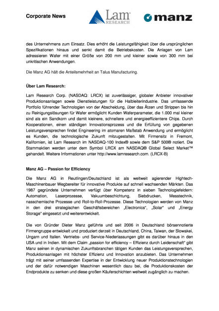 Manz-AG: Joint-Venture LAM-Research, Seite 2/3, komplettes Dokument unter http://boerse-social.com/static/uploads/file_1734_manz-ag_joint-venture_lam-research.pdf (06.09.2016) 