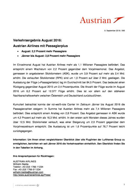 Austrian Airlines: Verkehrsergebnis August 2016, Seite 1/3, komplettes Dokument unter http://boerse-social.com/static/uploads/file_1754_austrian_airlines_verkehrsergebnis_august_2016.pdf (09.09.2016) 