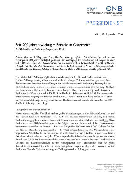 OeNB: Seit 200 Jahren wichtig – Bargeld in Österreich, Seite 1/2, komplettes Dokument unter http://boerse-social.com/static/uploads/file_1763_oenb_seit_200_jahren_wichtig_bargeld_in_osterreich.pdf (13.09.2016) 