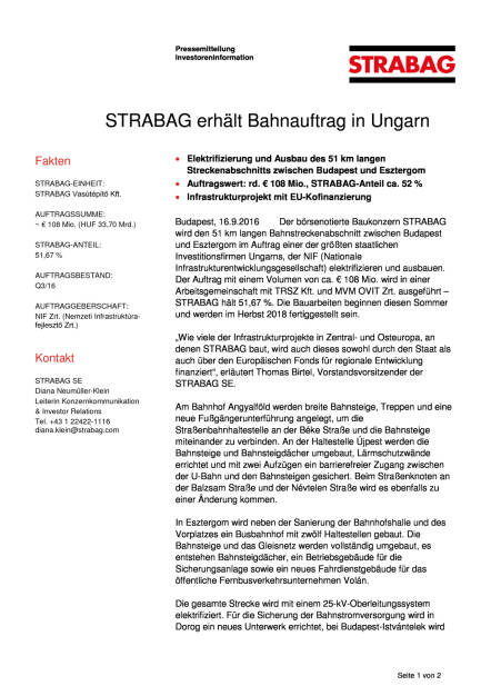 Strabag erhält Bahnauftrag in Ungarn, Seite 1/2, komplettes Dokument unter http://boerse-social.com/static/uploads/file_1777_strabag_erhalt_bahnauftrag_in_ungarn.pdf (16.09.2016) 