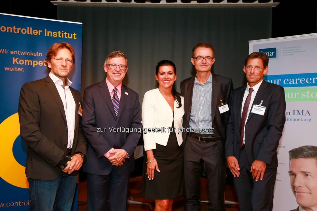 Christian Kreuzer, Jeff Thomson, Rita Niedermayr-Kruse, Karsten Oehler, Heimo Losbichler : Gemeinsame Veranstaltung von Controller Institut und IMA Competencies for Tomorrow am 15.9. in Wien : Fotocredit: Controller-Institut/APA-Fotoservice/Tanzer, © Aussender (21.09.2016) 