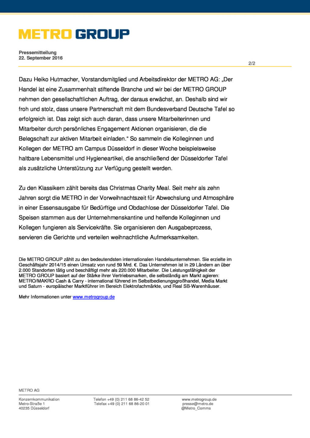 Metro Group: Partnerschaft mit Bundesverband Deutsche Tafel, Seite 2/2, komplettes Dokument unter http://boerse-social.com/static/uploads/file_1819_metro_group_partnerschaft_mit_bundesverband_deutsche_tafel.pdf