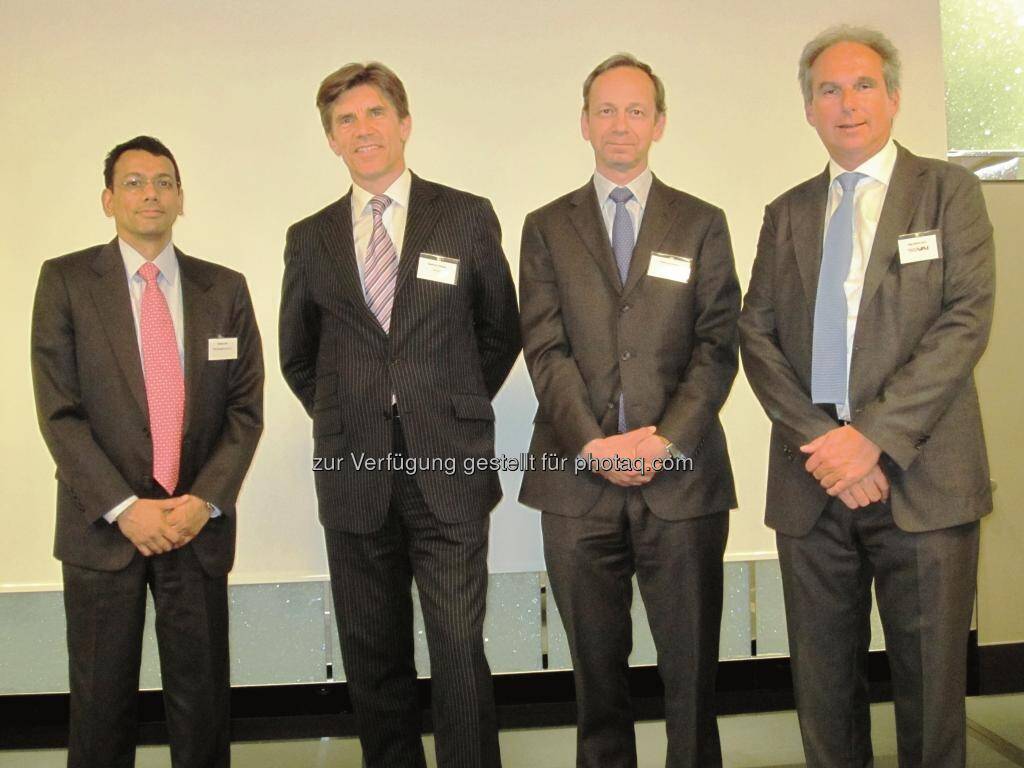 Gautam Jain (TRG Management), Manfred Totzauer (WM AG), Thierry de Vergnes (Lyxor), Martin Greil (VAI), © Börse Express (25.04.2013) 