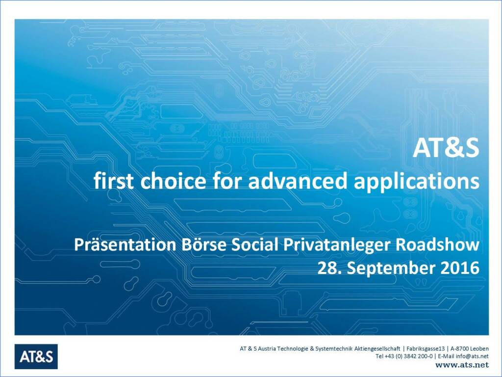 AT&S First choice for advanced applications (29.09.2016) 