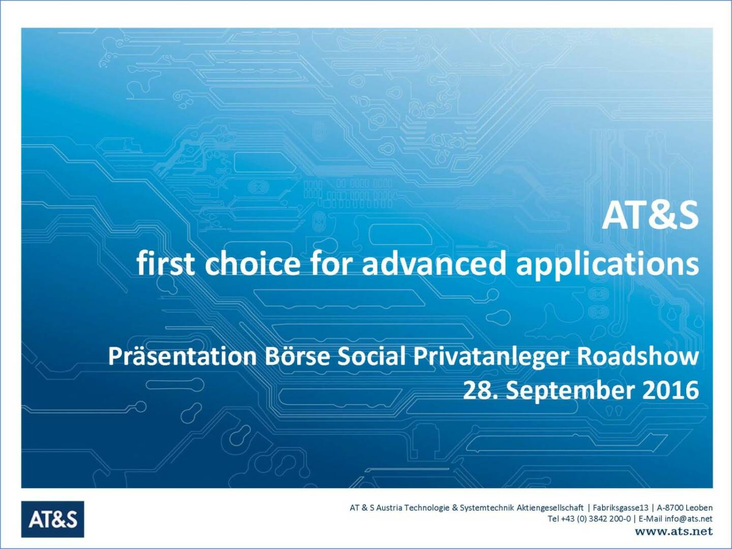 AT&S First choice for advanced applications