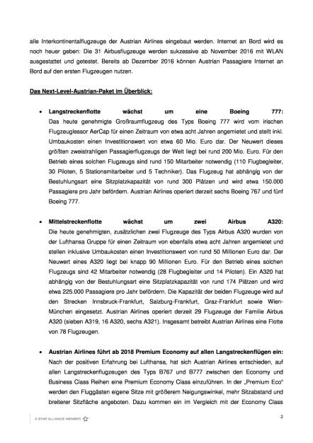 Austrian Airlines investiert in zusätzliche Flugzeuge am Drehkreuz Wien, Seite 2/4, komplettes Dokument unter http://boerse-social.com/static/uploads/file_1853_austrian_airlines_investiert_in_zusatzliche_flugzeuge_am_drehkreuz_wien.pdf (29.09.2016) 