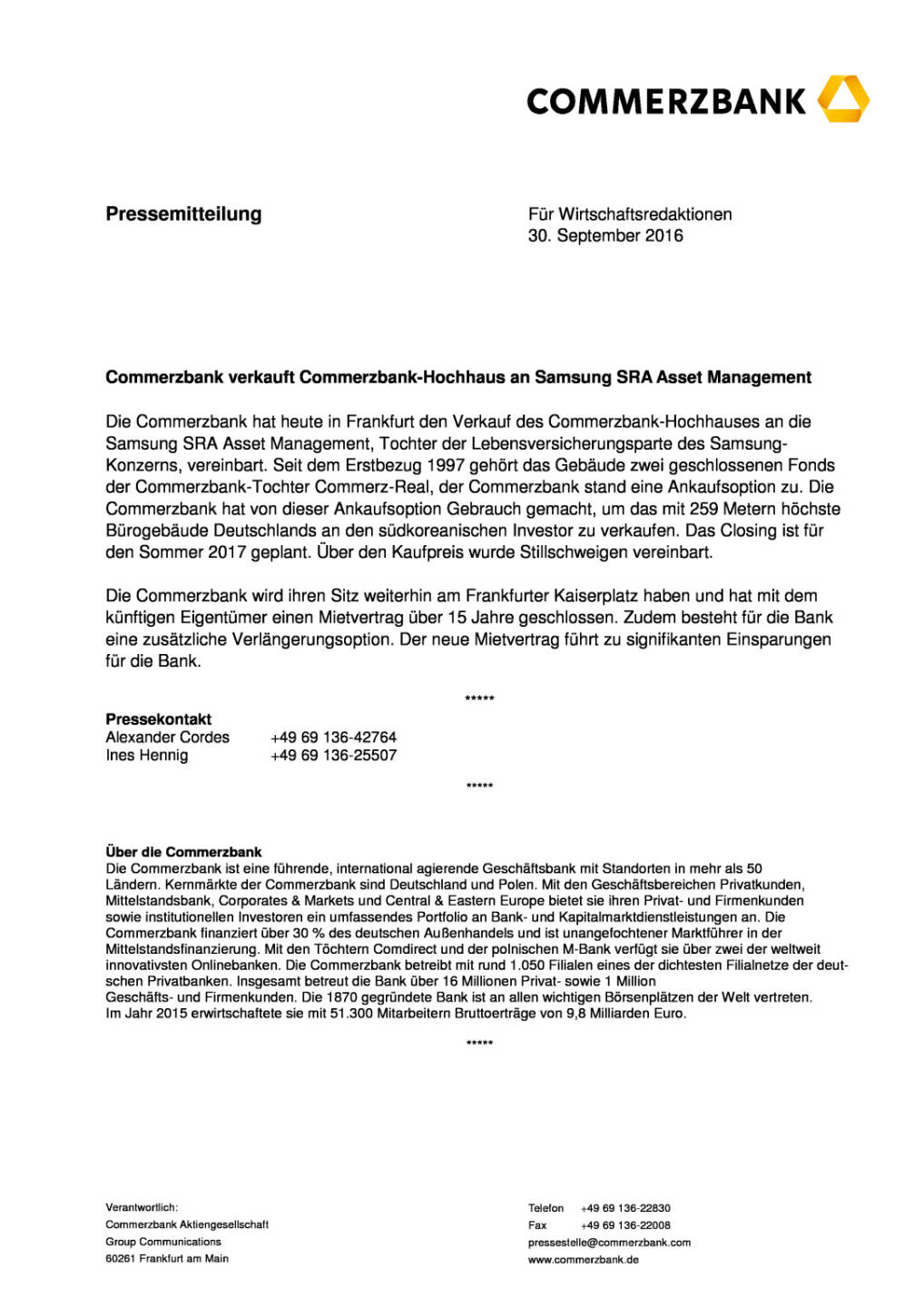 Commerzbank-Hochhaus an Samsung SRA Asset Management verkauft, Seite 1/2, komplettes Dokument unter http://boerse-social.com/static/uploads/file_1867_commerzbank-hochhaus_an_samsung_sra_asset_management_verkauft.pdf