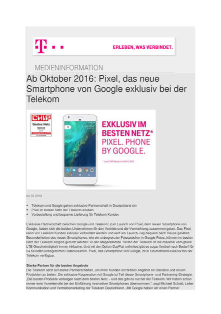 Deutsche Telekom: Pixel, das neue Smartphone von Google, Seite 1/3, komplettes Dokument unter http://boerse-social.com/static/uploads/file_1872_deutsche_telekom_pixel_das_neue_smartphone_von_google.pdf (05.10.2016) 