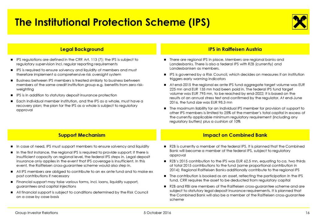 RBI - The Institutional Protection Scheme (IPS) (11.10.2016) 