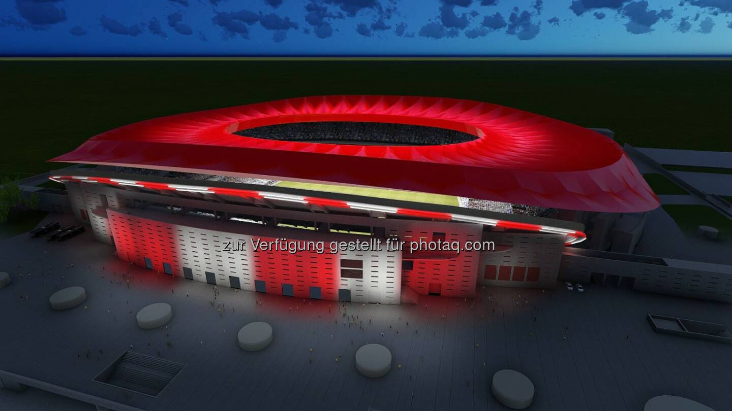 Stadion von Atletico Madrid : Philips Lighting ist offizieller Lichtpartner von Atletico Madrid : Weltweit erstes Stadion mit LED-Technologie am gesamten Gelände : Fotocredit:  Philips Lighting