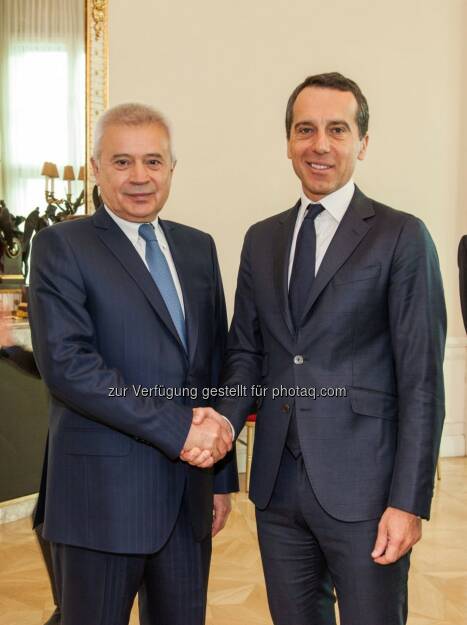 Vagit Alekperov (Lukoil Präsident), Christian Kern (Bundeskanzler) : Gespräch über weitere Investitionen in den Wirtschaftsstandort Österreich : Fotocredit: DI Pawel Gruszkiewicz, © Aussender (14.10.2016) 