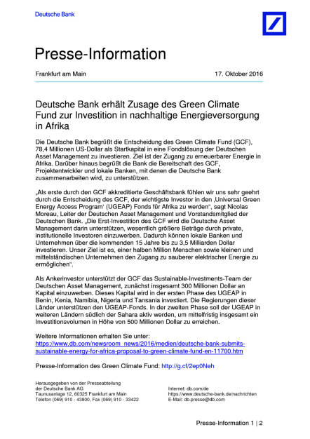 Deutsche Bank: Green Climate Fund, Seite 1/2, komplettes Dokument unter http://boerse-social.com/static/uploads/file_1908_deutsche_bank_green_climate_fund.pdf (17.10.2016) 