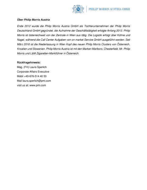 Philip Morris Austria: Christoph Oswald ist neuer Leiter der Rechtsabteilung, Seite 2/2, komplettes Dokument unter http://boerse-social.com/static/uploads/file_1916_philip_morris_austria_christoph_oswald_ist_neuer_leiter_der_rechtsabteilung.pdf (20.10.2016) 